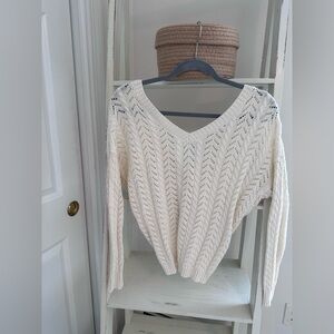 Elegant Cream V-Neck Sweater size XS